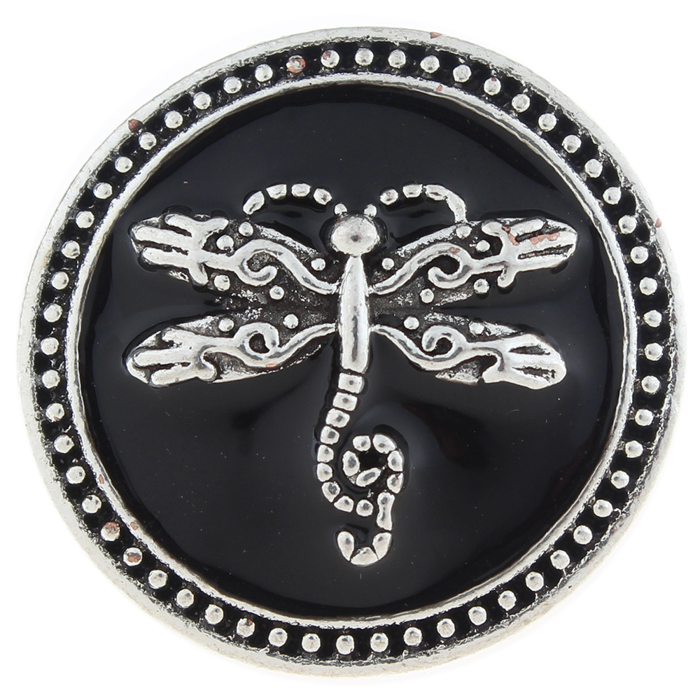 20mm Butterfly snap Button plated sliver with rhinestone