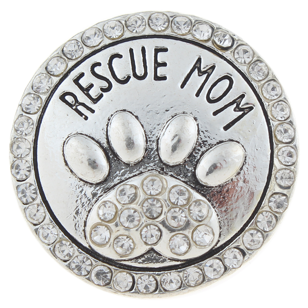 20mm paw prints snap Button plated sliver with rhinestone