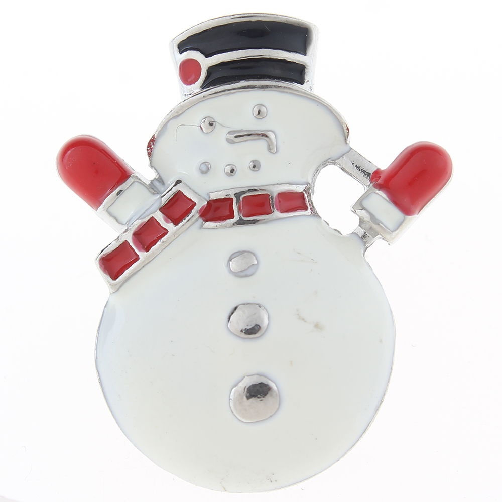 20mm snowman snap Button plated sliver with rhinestone