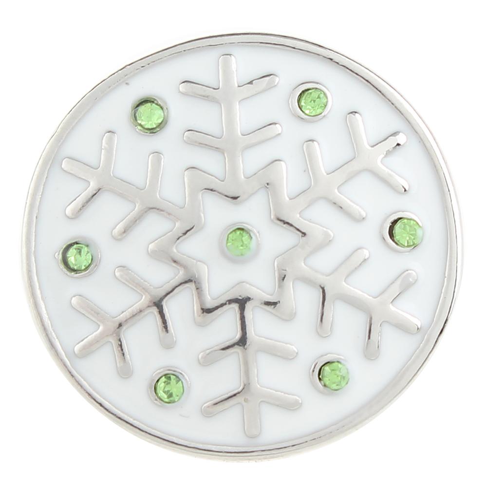Green Crystal Christmas Xmas snowflake 20mm Snap Button
