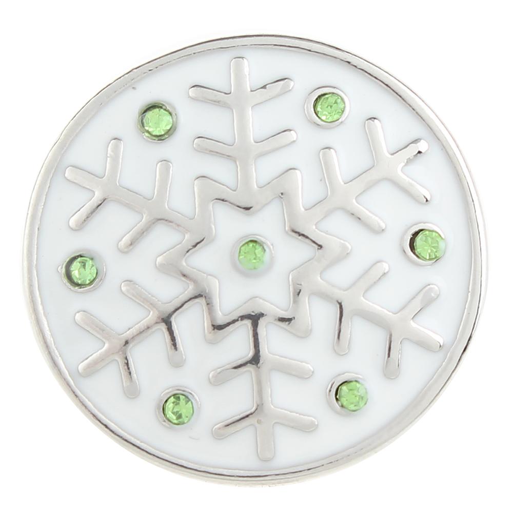 Green Crystal Christmas Xmas snowflake 20mm Snap Button