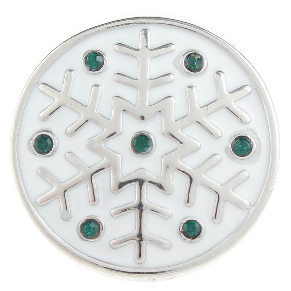 Green Crystal Christmas Xmas snowflake 20mm Snap Button