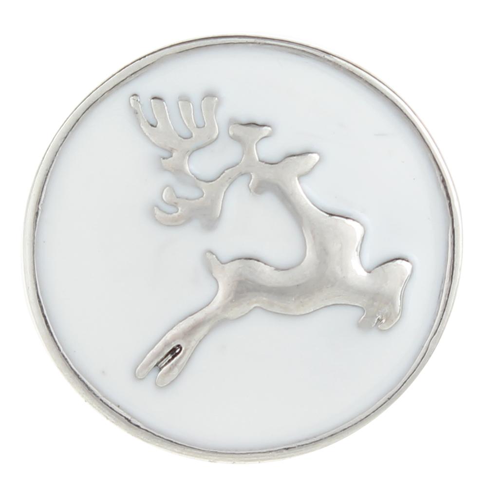 White Christmas Xmas Animal Deer 20mm Snap Button