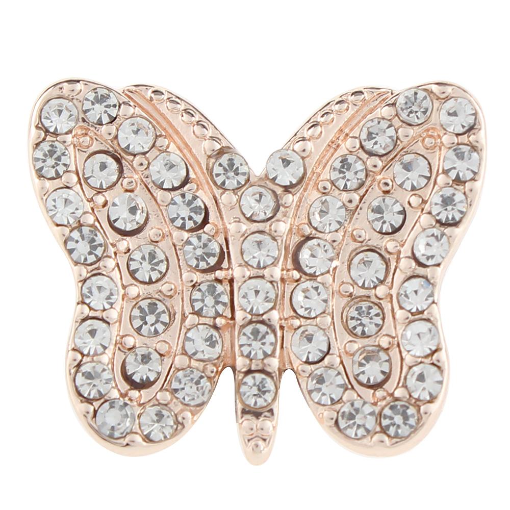 Rose Gold-plated White Animal Butterfly 20mm Snap Button