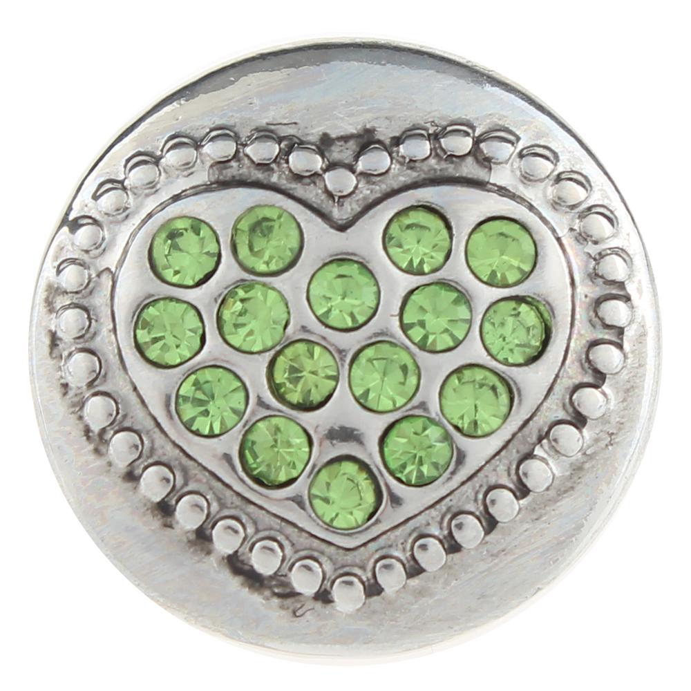 Green Heart Love 20mm Snap Button