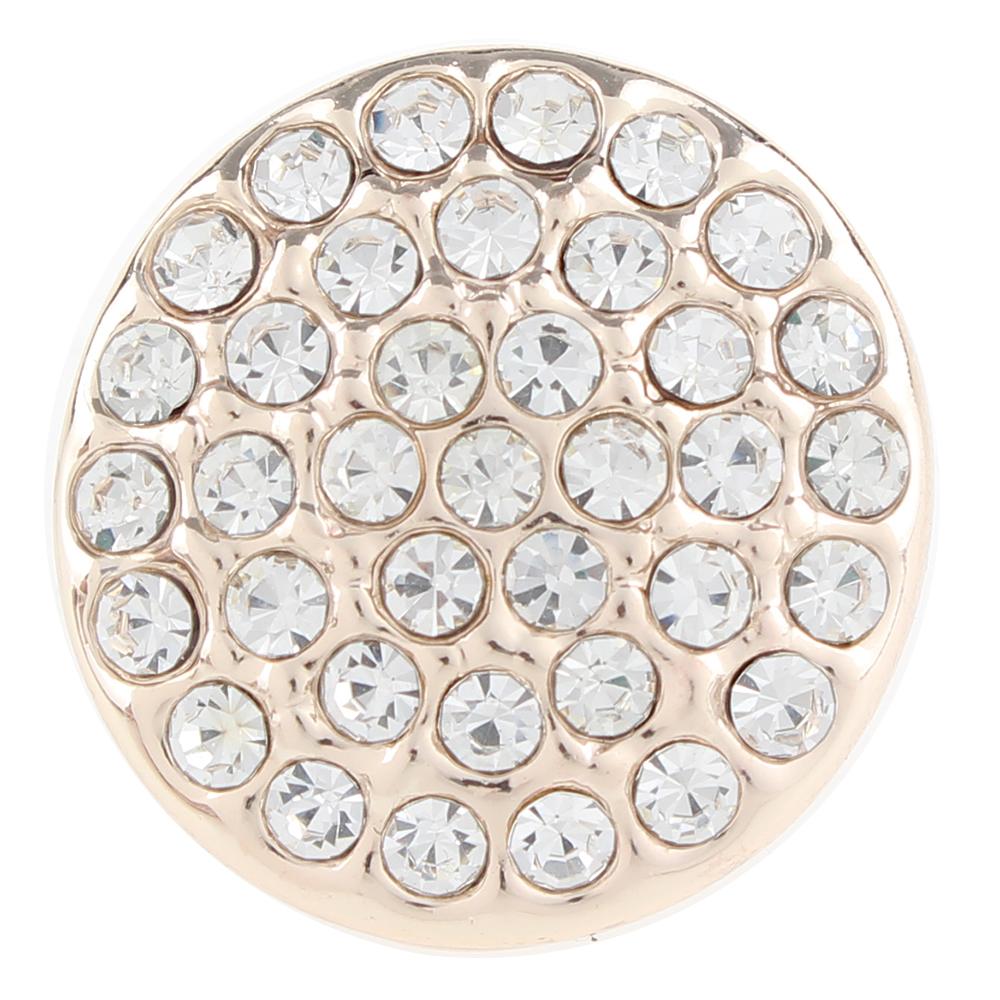 Rose Gold-plated White Crystal 20mm Snap Button