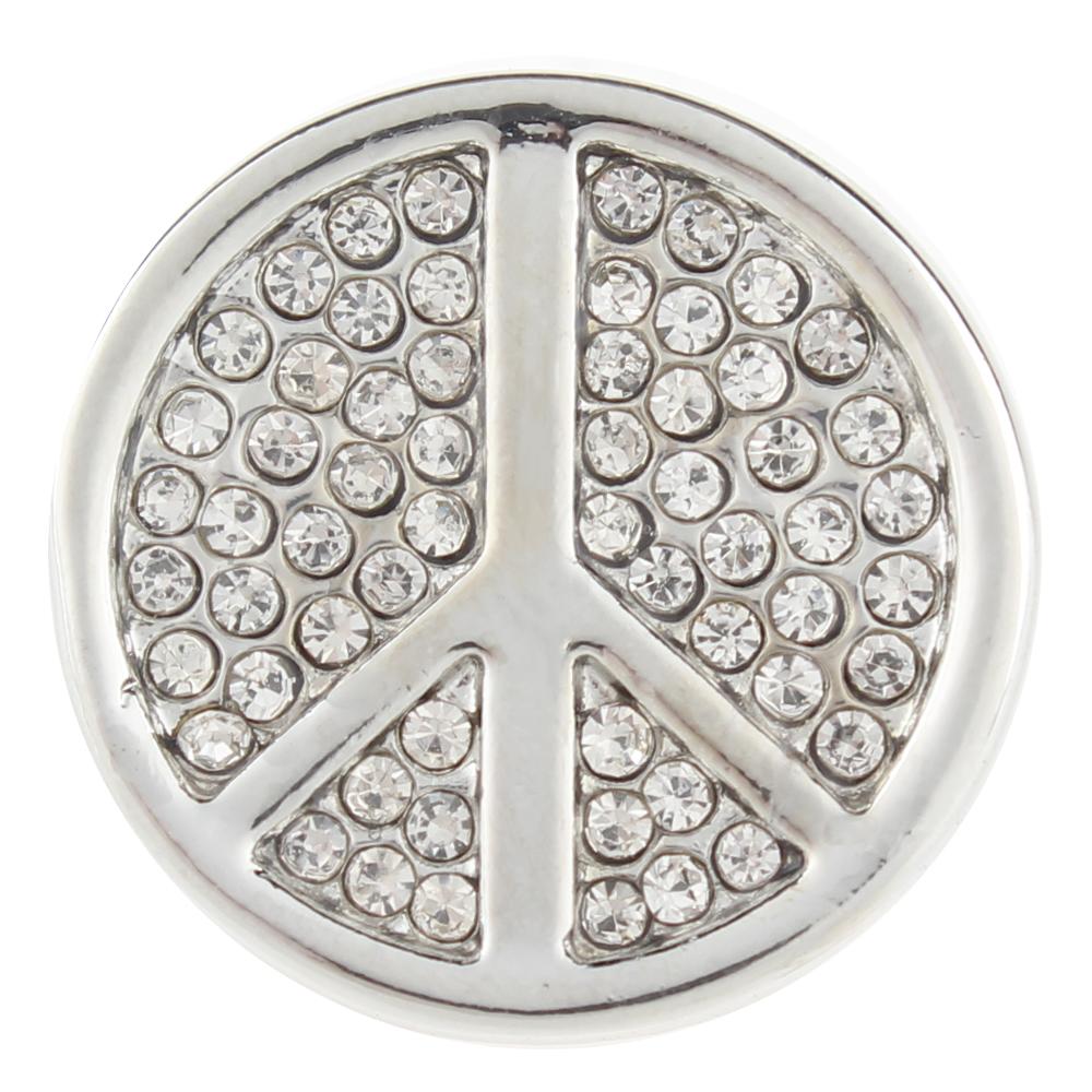 White peace Symbol 20mm Snap Button