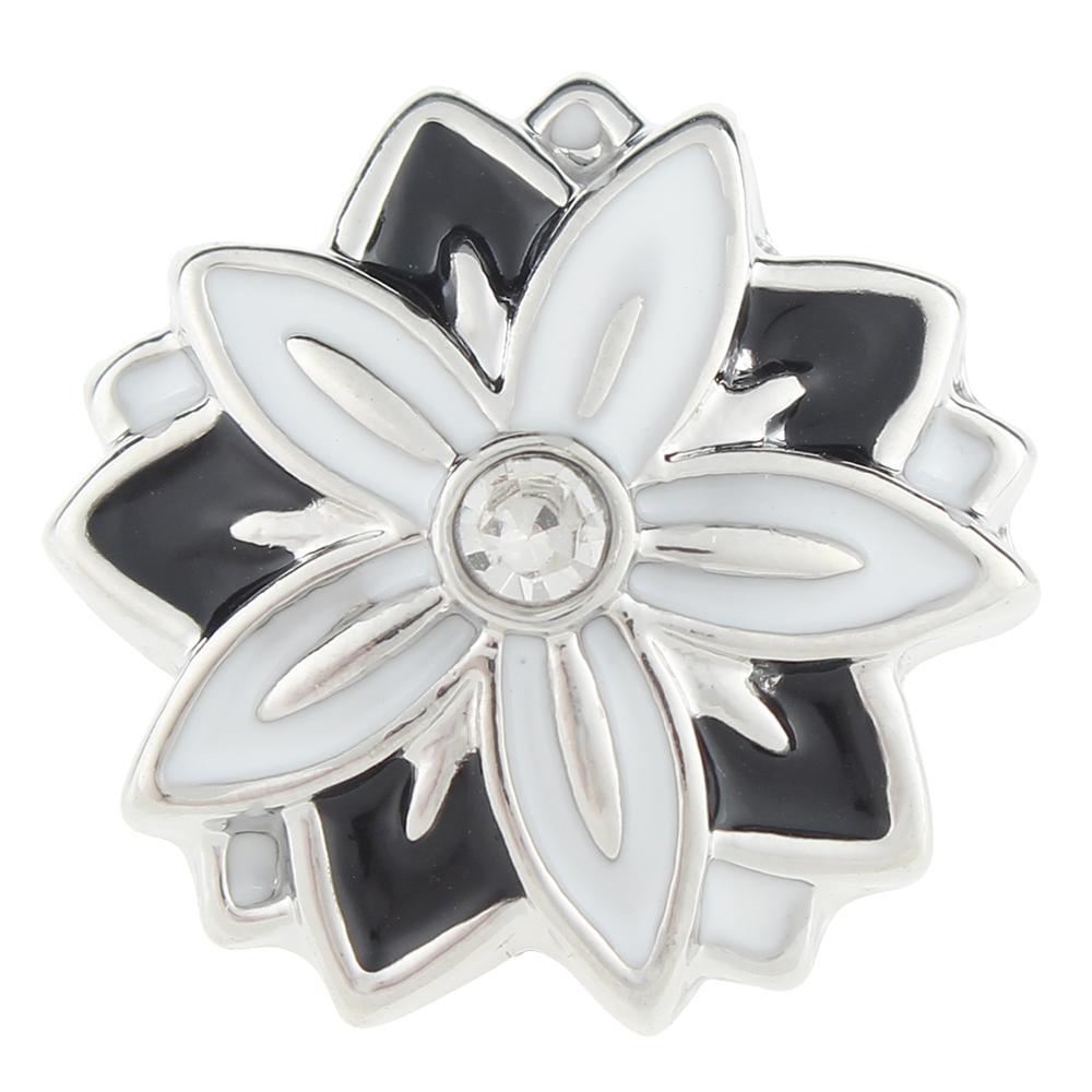 White and Black Flower 20mm Snap Button