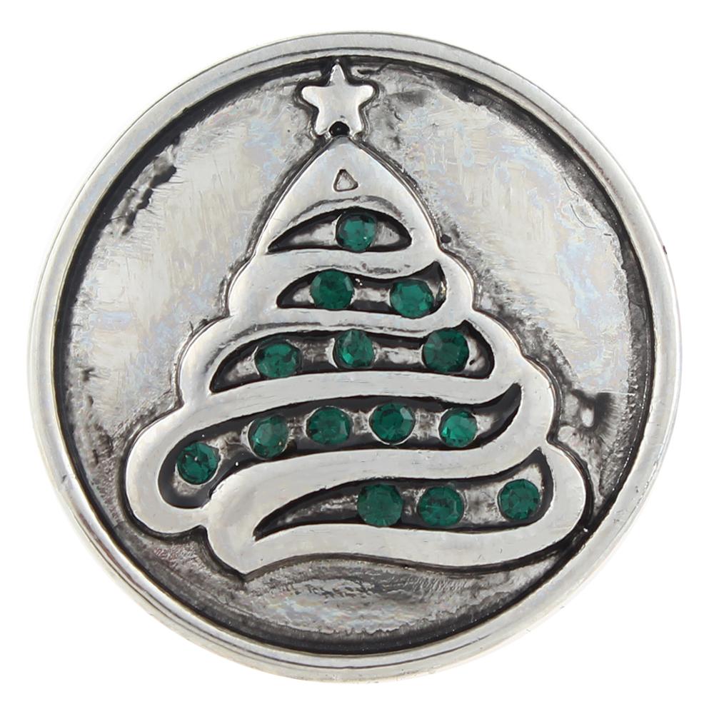 Christmas Xmas Green Tree 20mm Snap Button