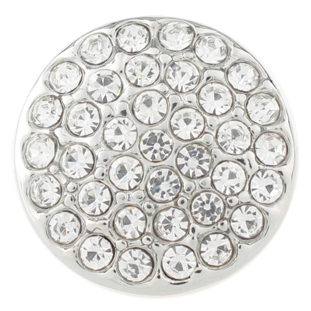 Silver plated White Crystal 20mm Snap Button