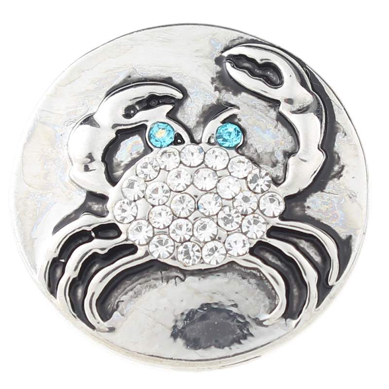 crab Design with white rhinestone Snap Button