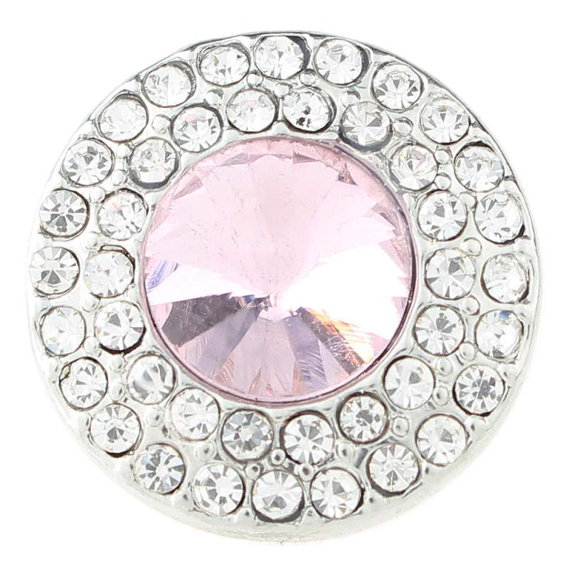 20mm Round snap Silver Plated with pink rhinestone snaps jewelry