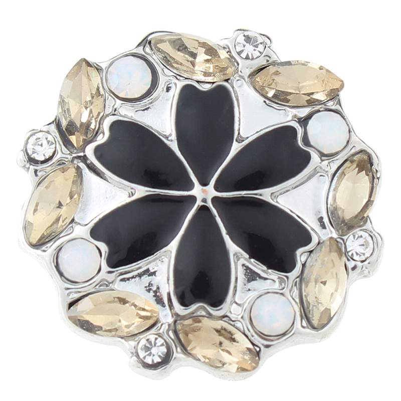 20mm flower snap Silver Plated with rhinestone snaps jewelry