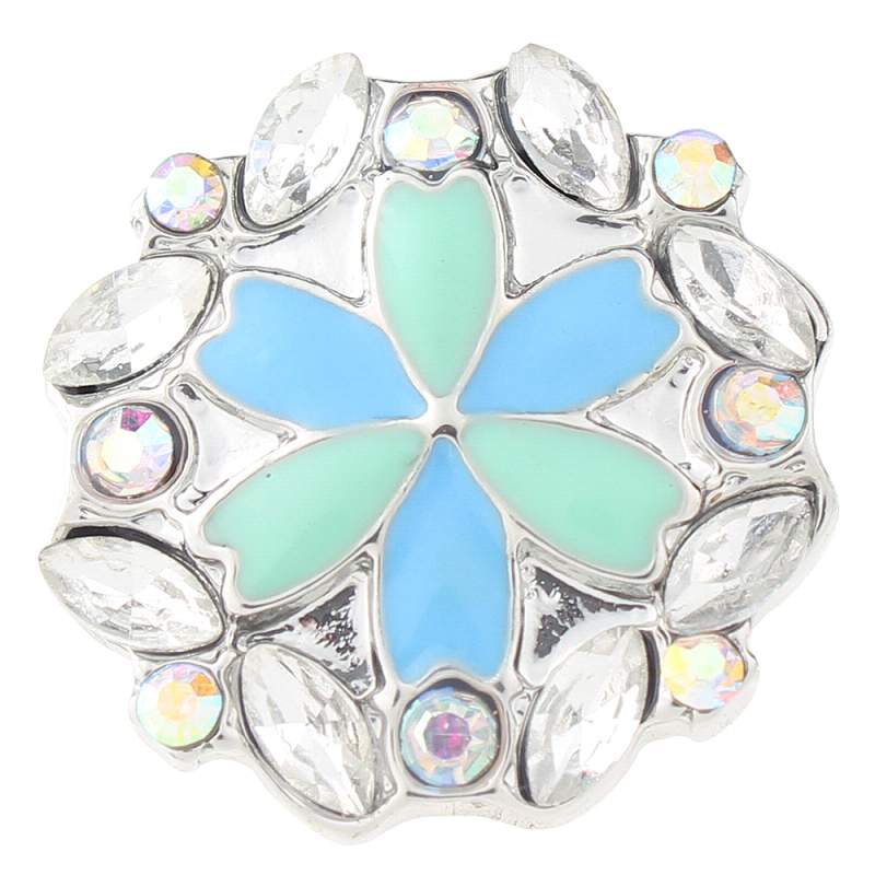 20mm flower snap Silver Plated with rhinestone snaps jewelry