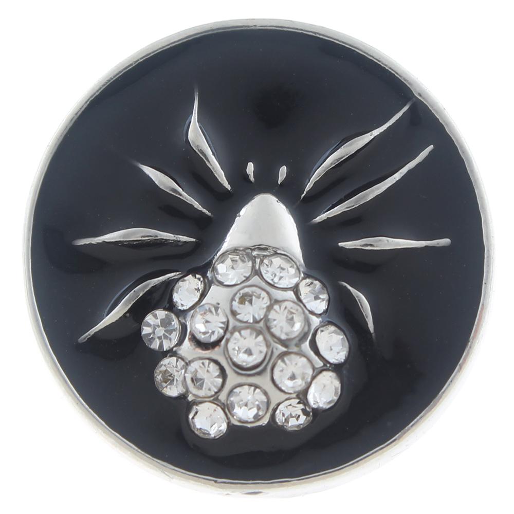 20mm spider Snap Button plated sliver with rhinestone