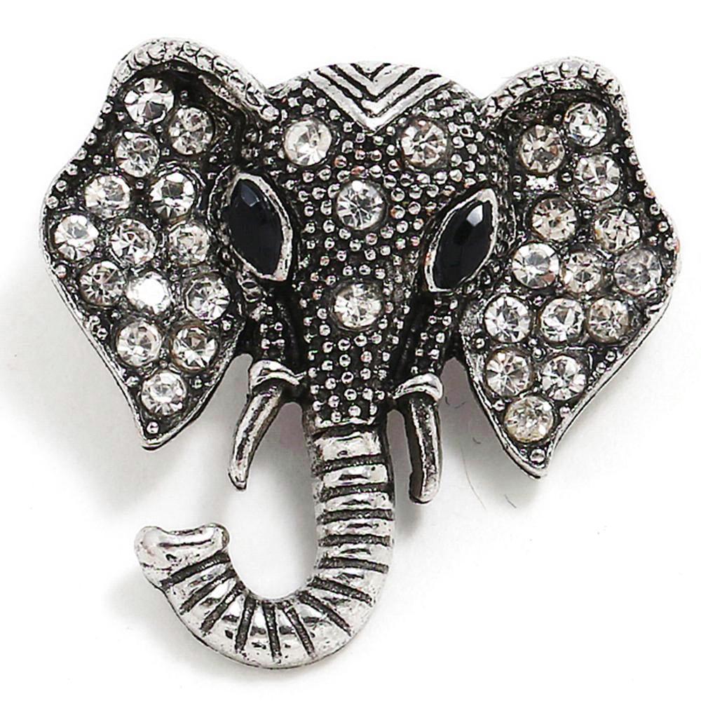 Animal Elephant Gray 20mm snap buttons with Glass Crystal