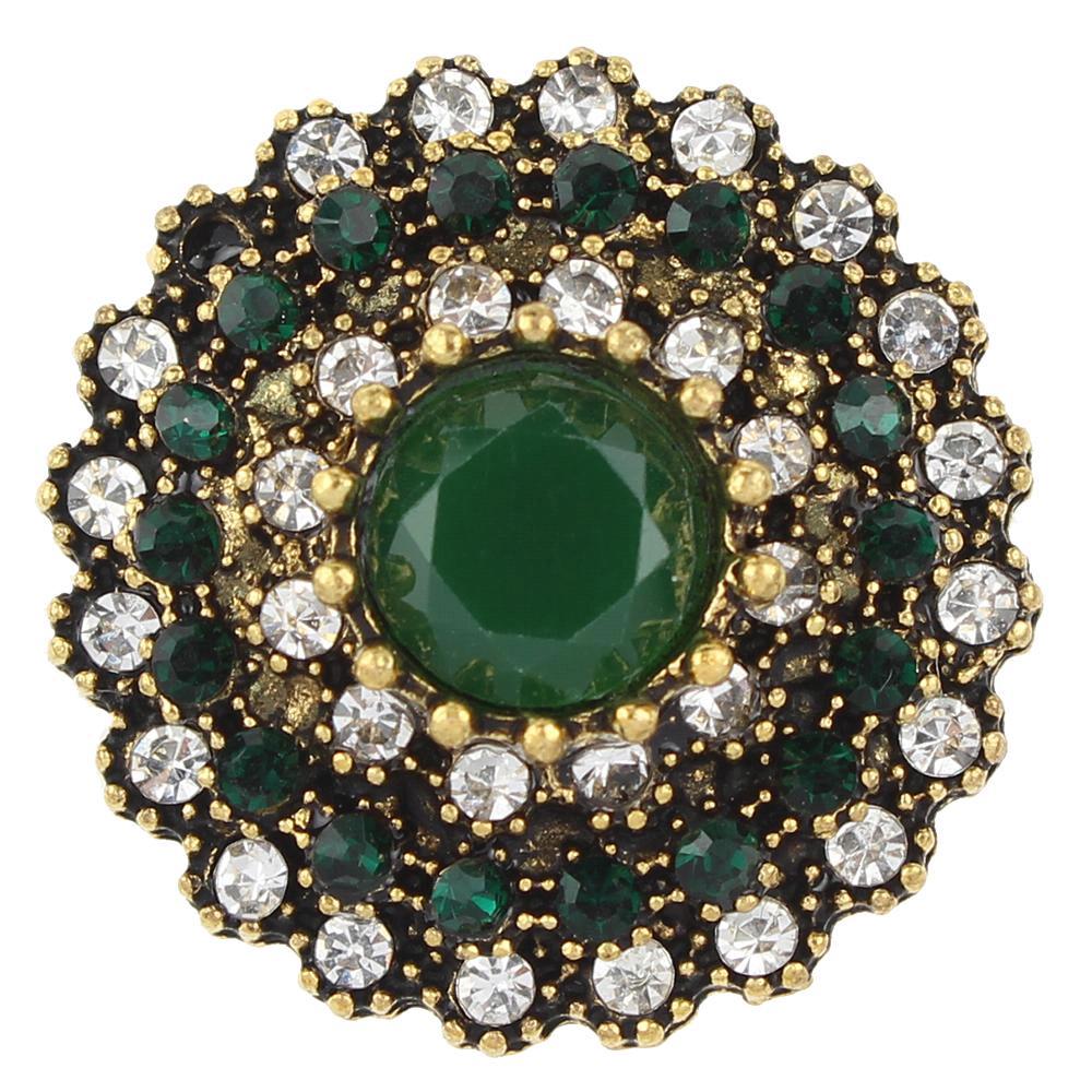 20MM Gold-Plated Green Crystal snap buttons Pops