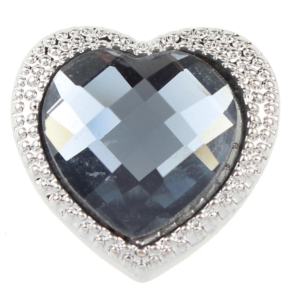 20MM Heart Love Gray Crystal snap buttons Pops
