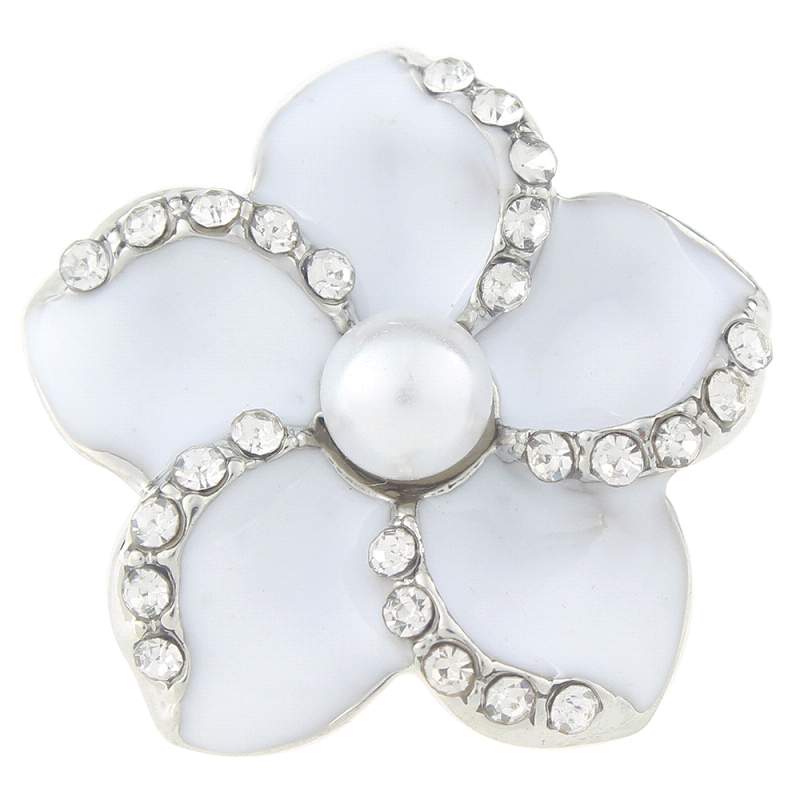 20mm clear rhinestones white flower snaps jewelry