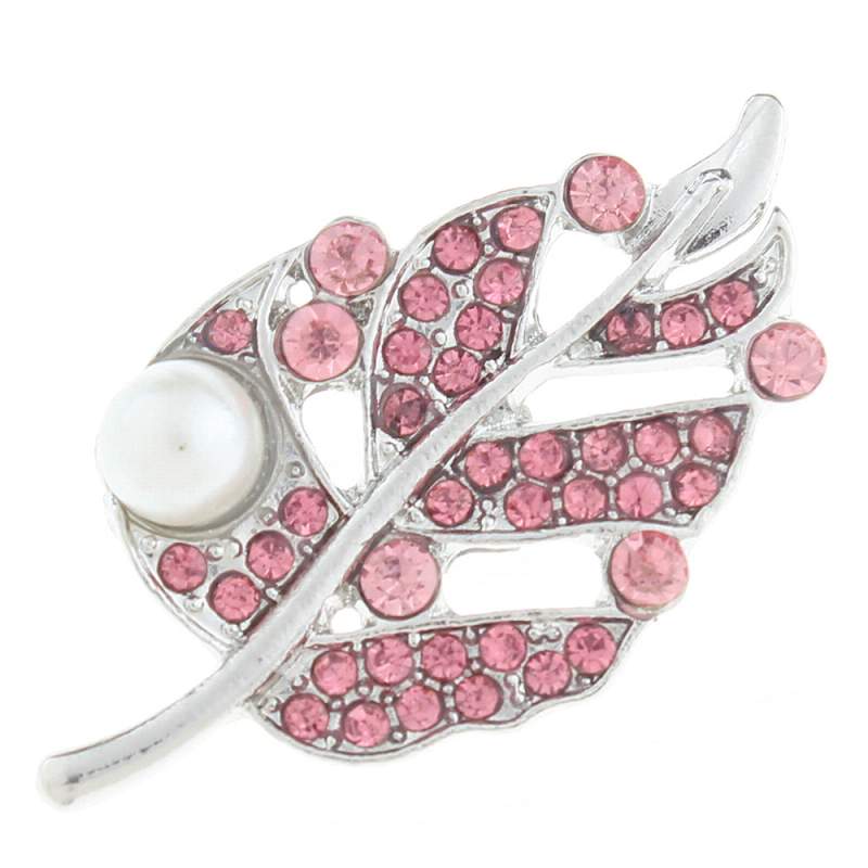 20mm leaf snaps buttons with rhinestone and pearl
