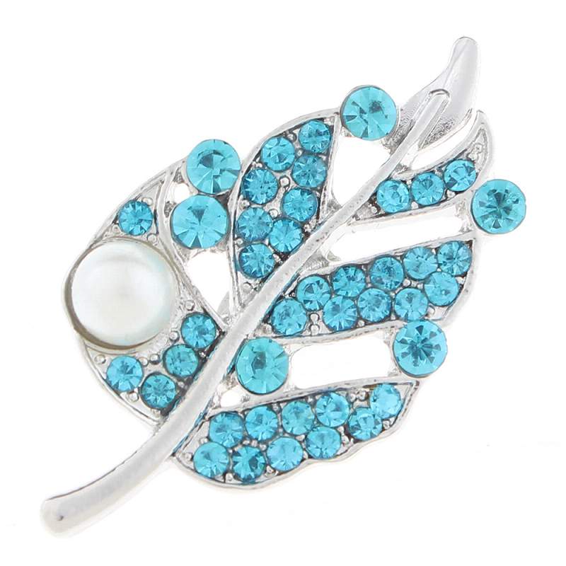 20mm leaf snaps buttons with rhinestone and pearl