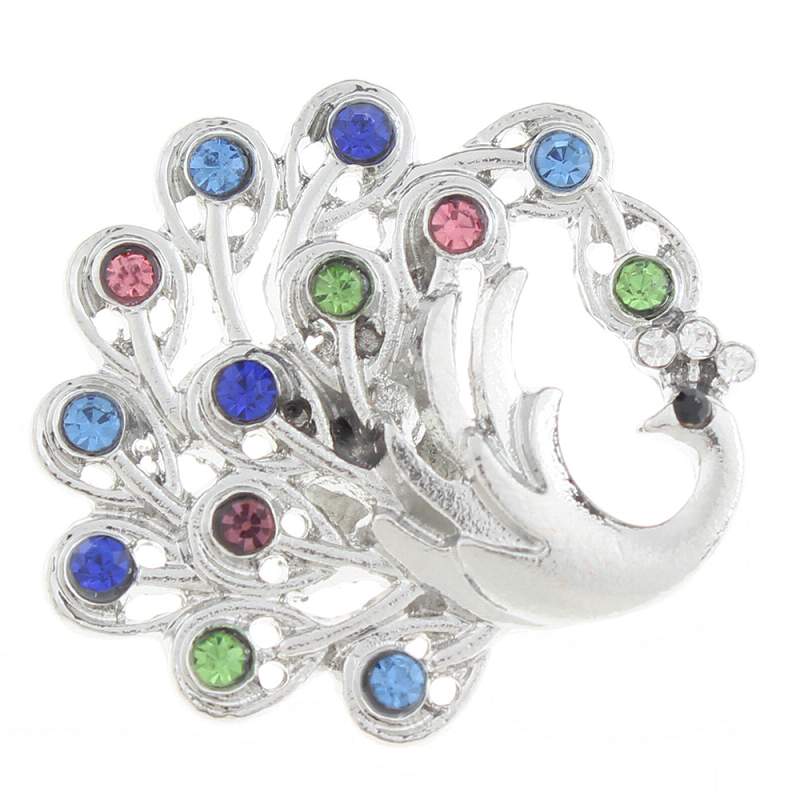20mm peacock snaps buttons with rhinestone