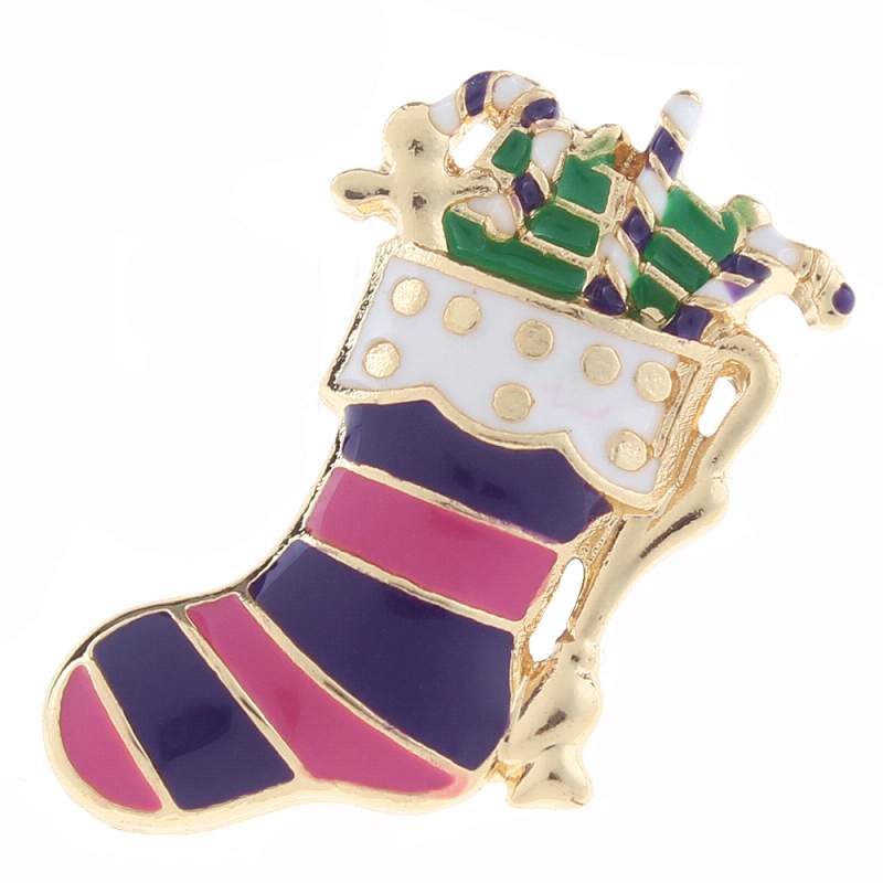20mm Christmas sock Snap Button with rhinestone