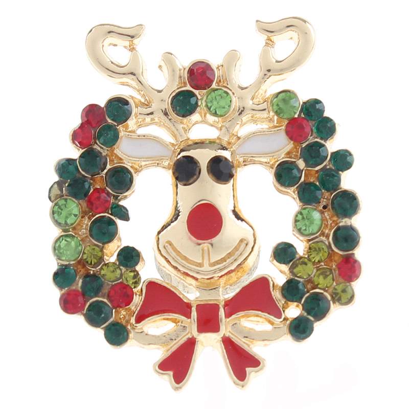 20mm Christmas deer Snap Button with rhinestone