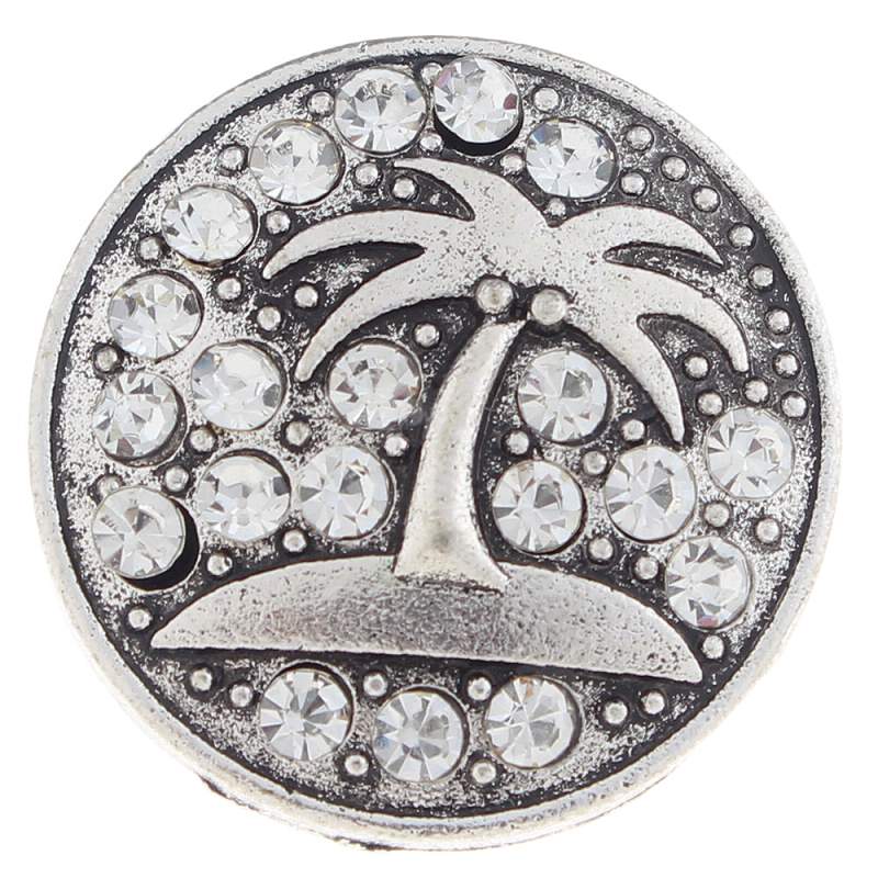 25mm coconut tree Snap Button with rhinestone