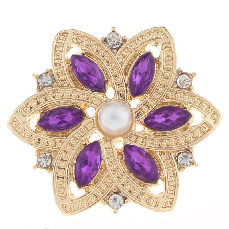 20mm design Snap Button plated golden with rhinestone