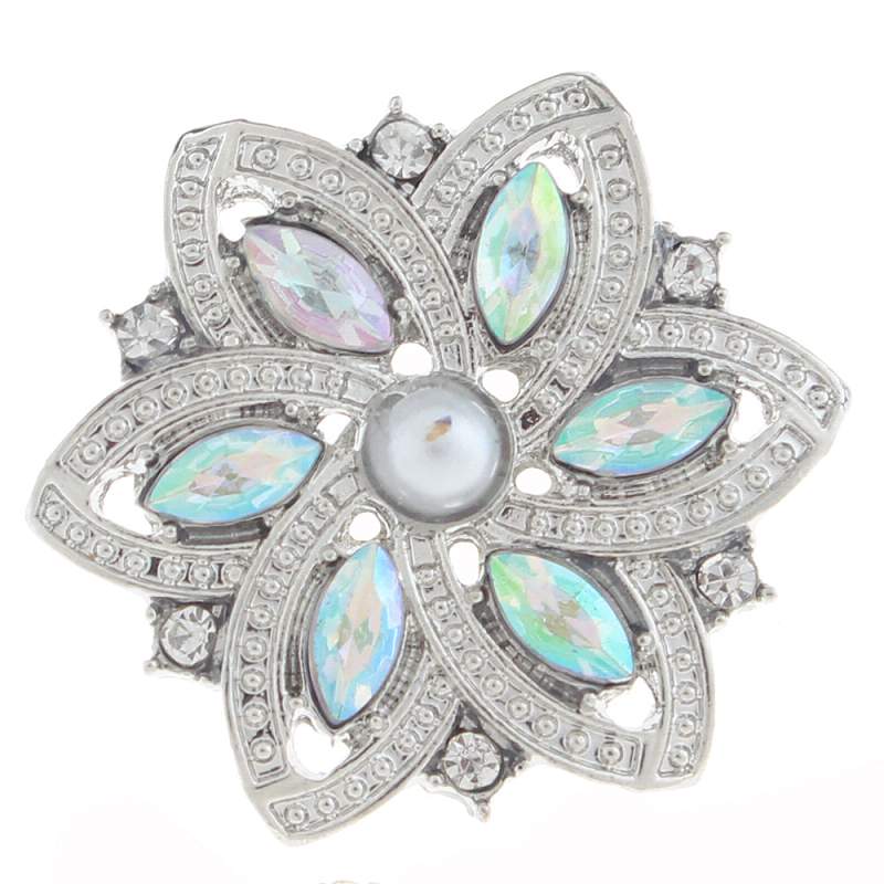 20mm design Snap Button plated sliver with rhinestone
