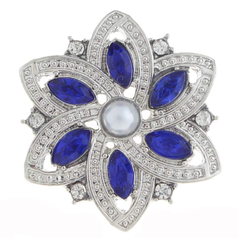 20mm design Snap Button plated sliver with rhinestone