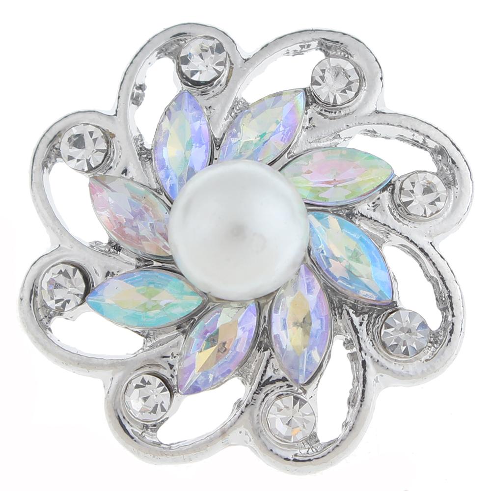 20mm design Snap Button plated sliver with rhinestone