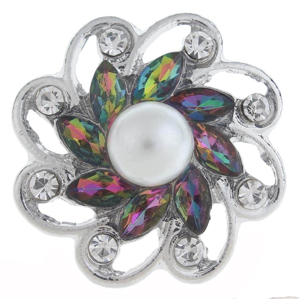 20mm design Snap Button plated sliver with rhinestone