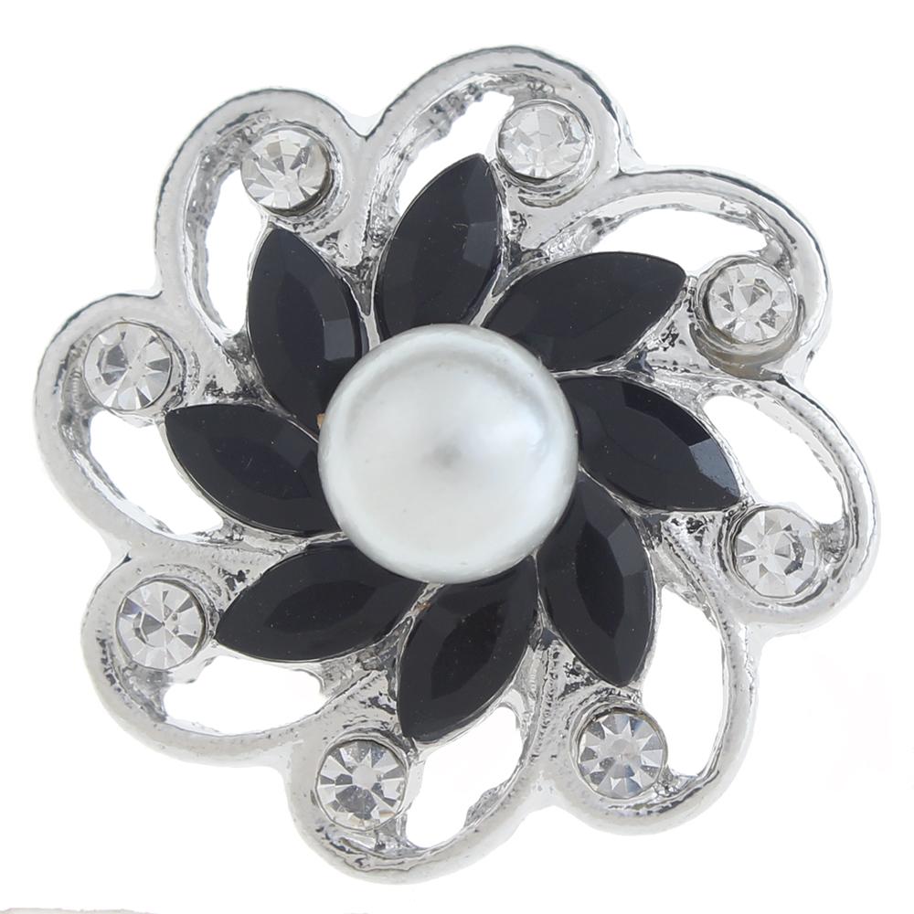 20mm design Snap Button plated sliver with rhinestone