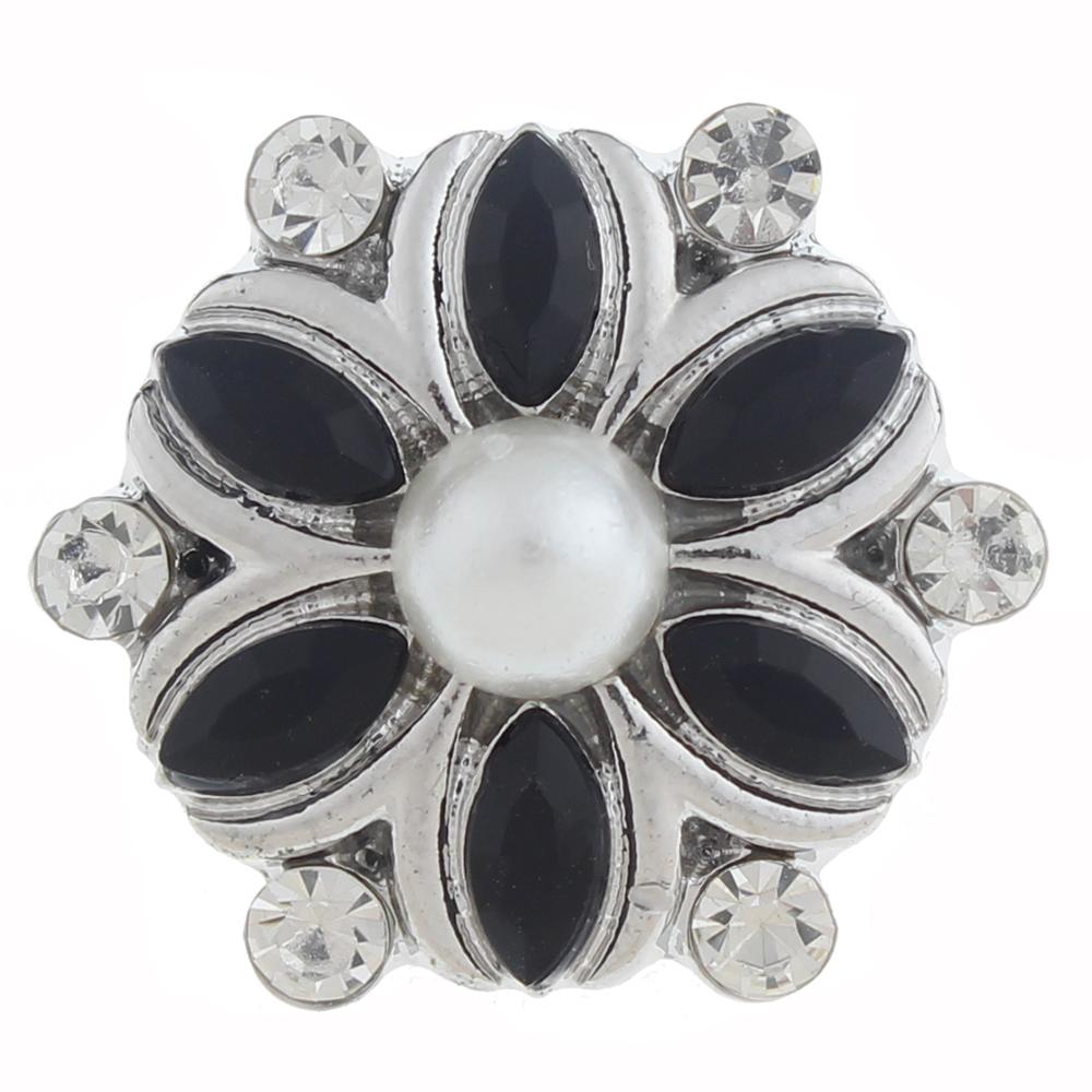 20mm design Snap Button plated sliver with rhinestone