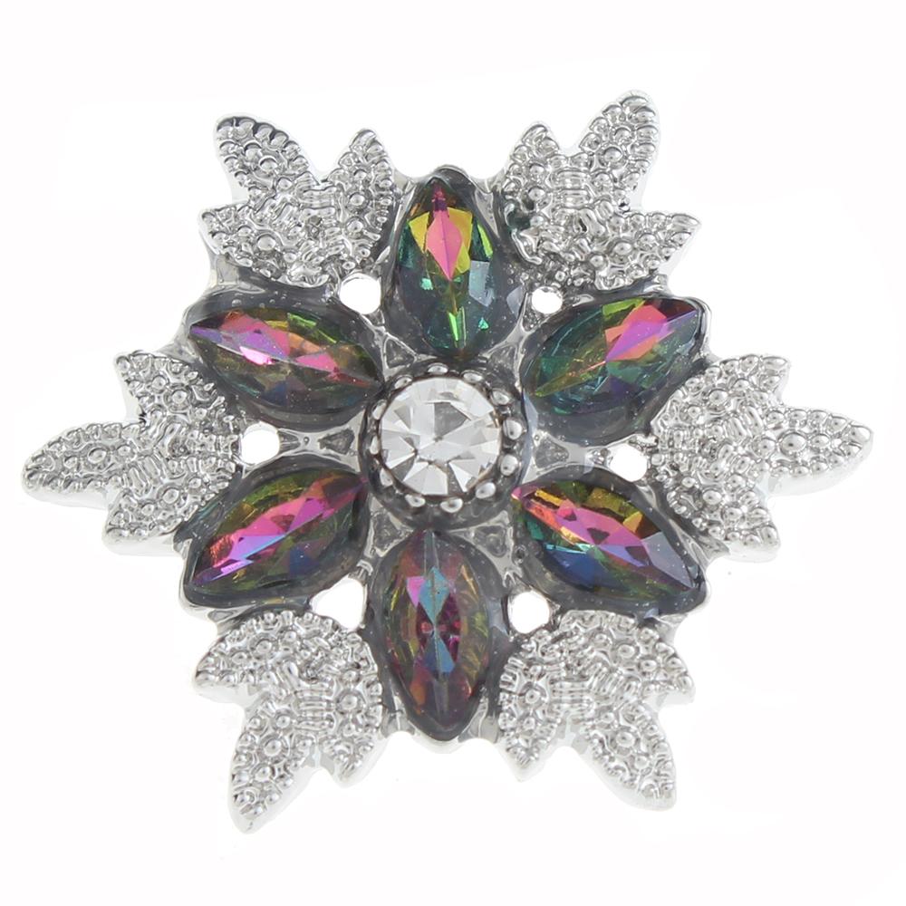 20mm design Snap Button plated sliver with rhinestone