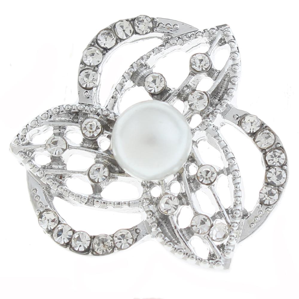 20mm design Snap Button plated sliver with rhinestone