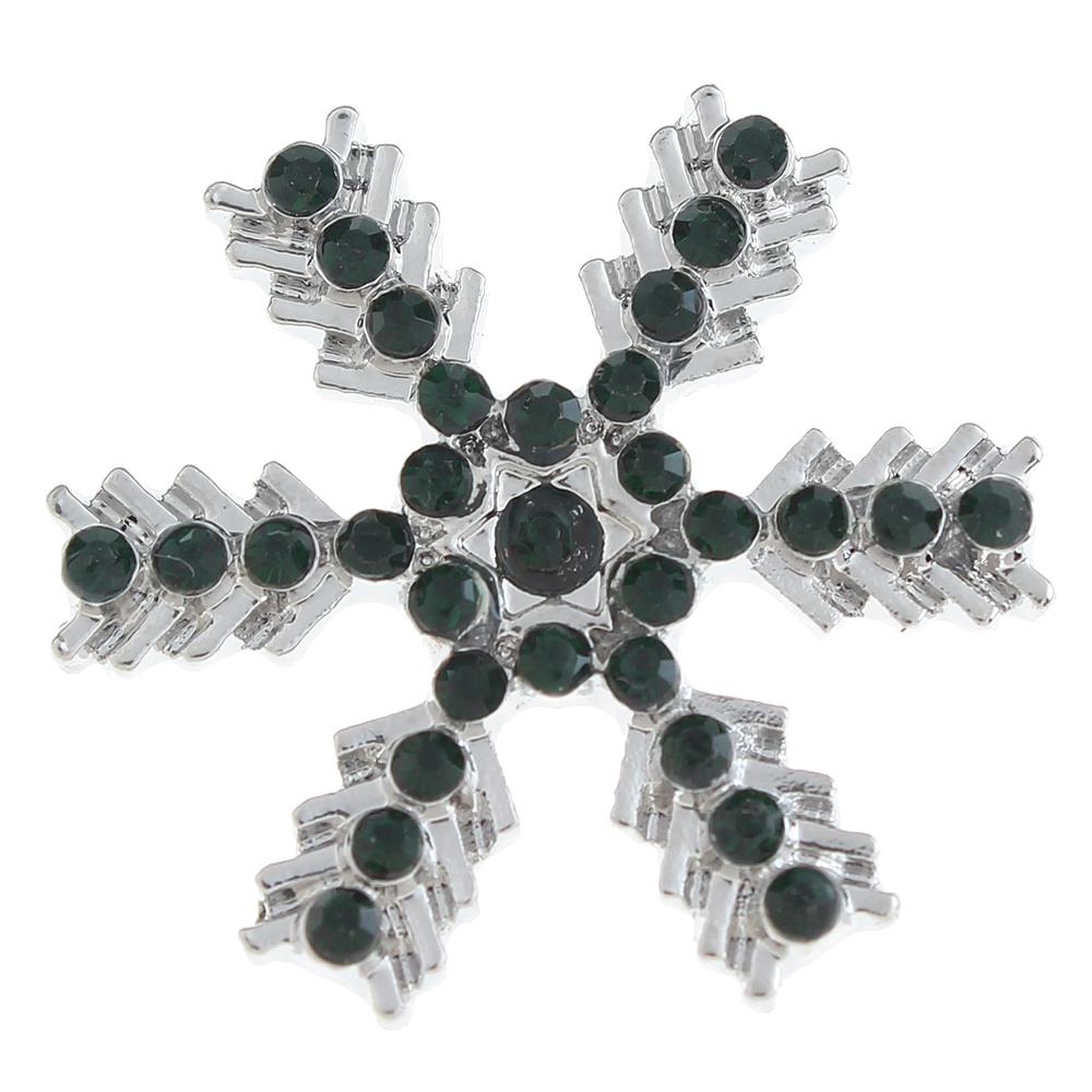 20mm snowflake Snap Button plated sliver with rhinestone