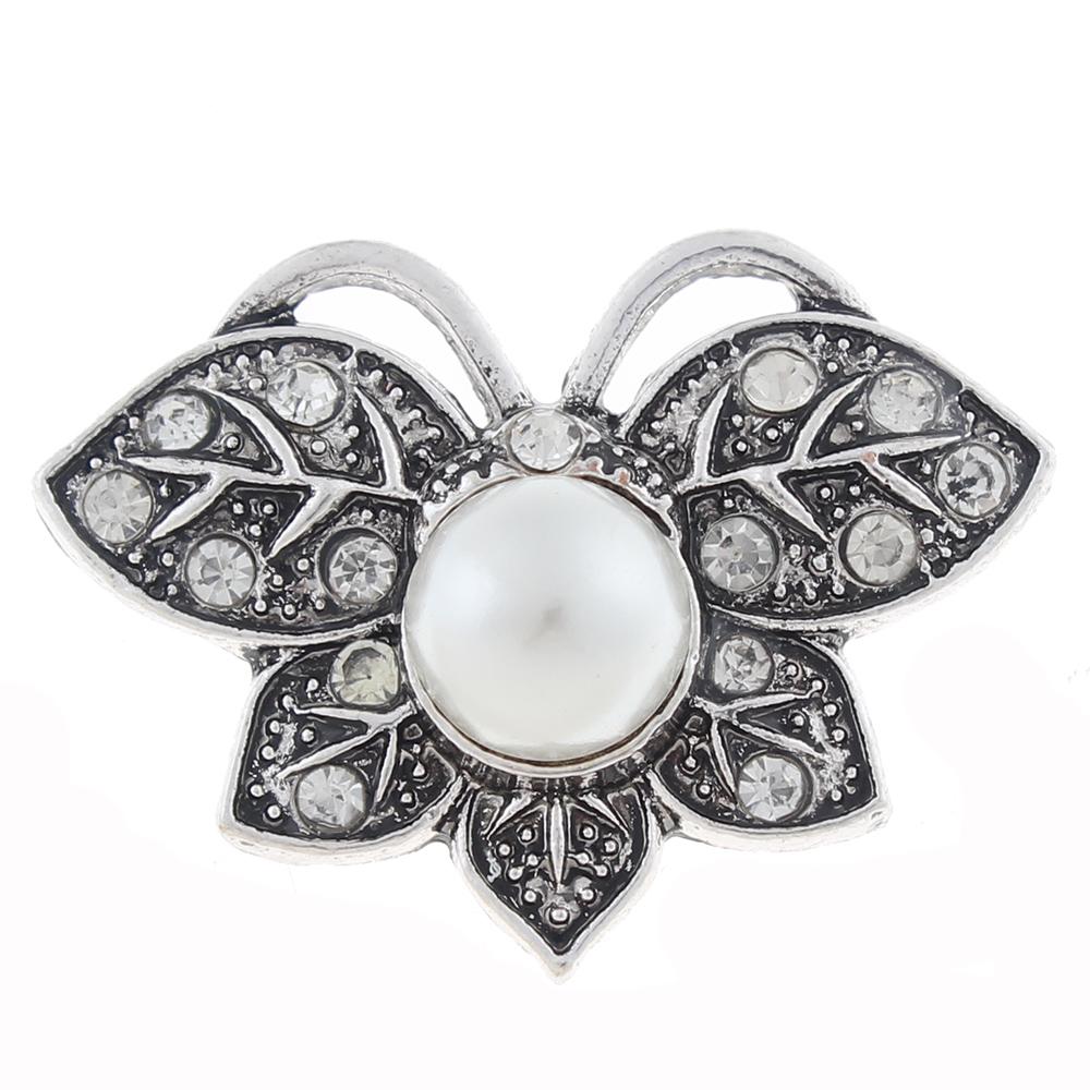 20mm Snap Button plated sliver with rhinestone