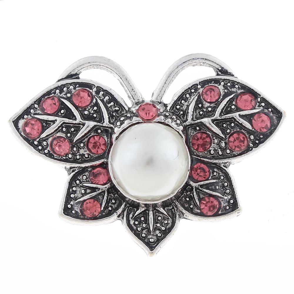 20mm Snap Button plated sliver with rhinestone