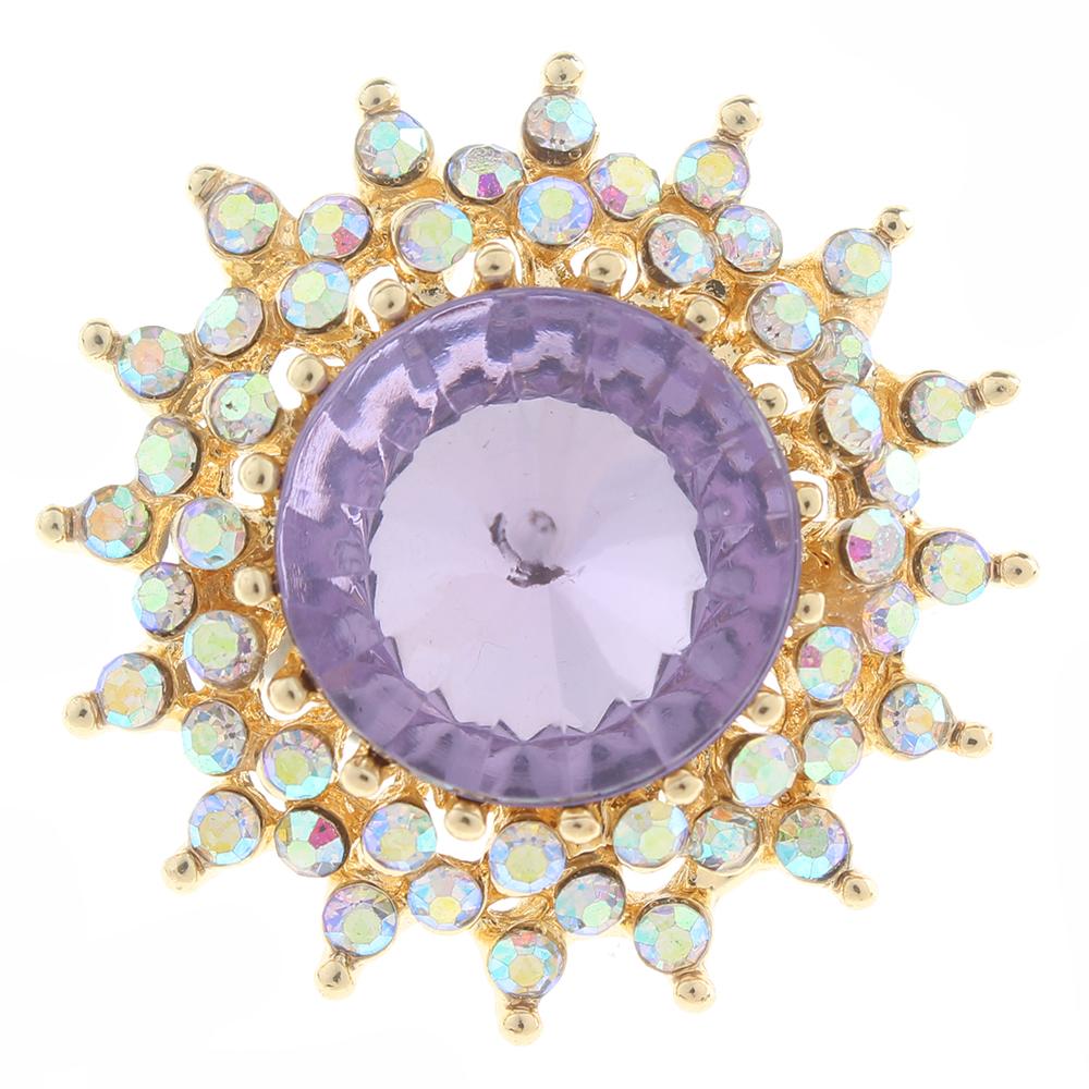 20mm Snap Button plated sliver with rhinestone