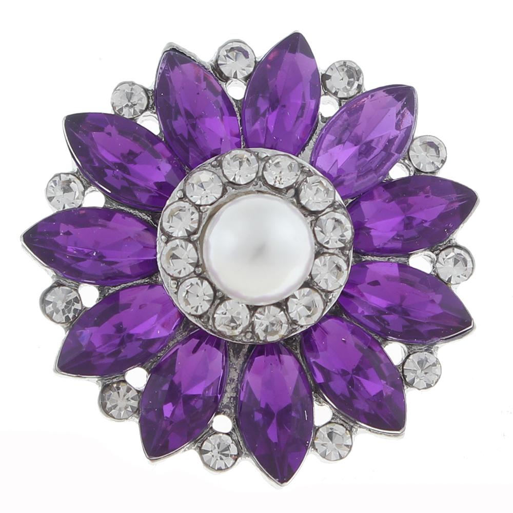 20mm Snap Button plated sliver with rhinestone