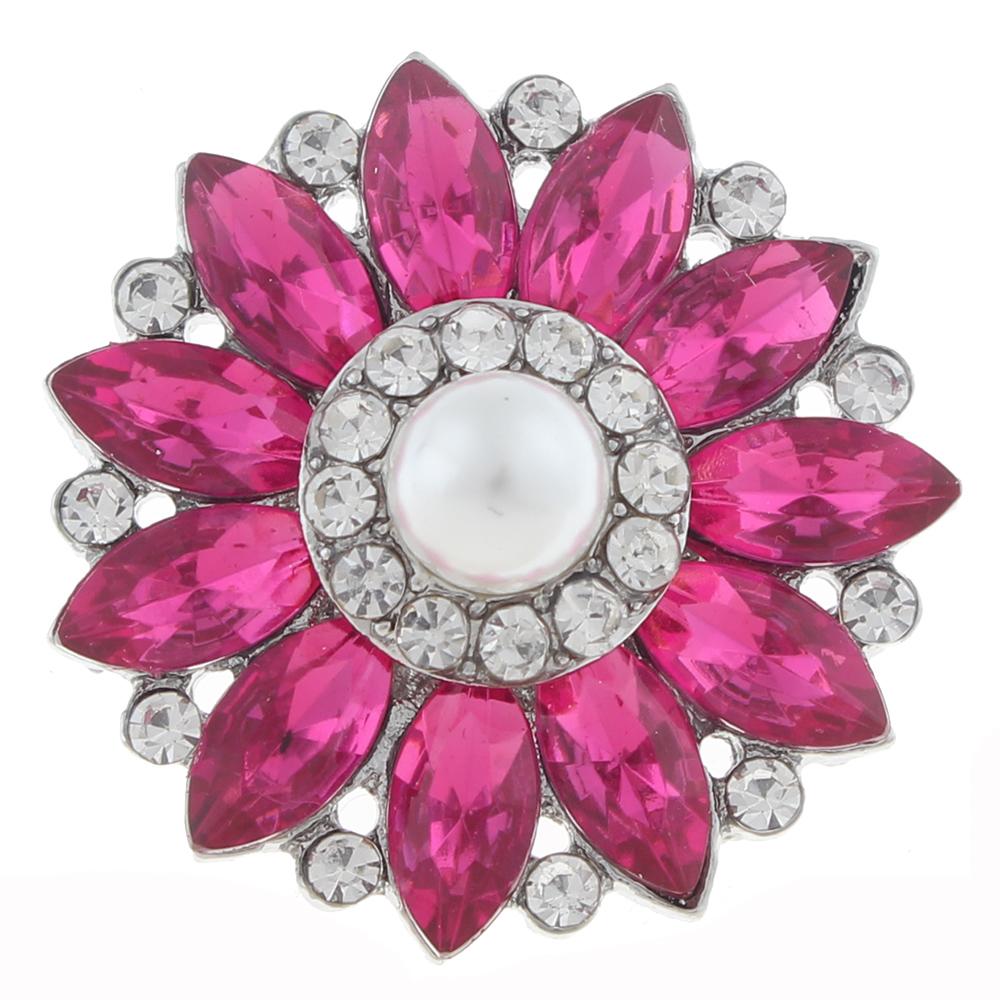 20mm Snap Button plated sliver with rhinestone