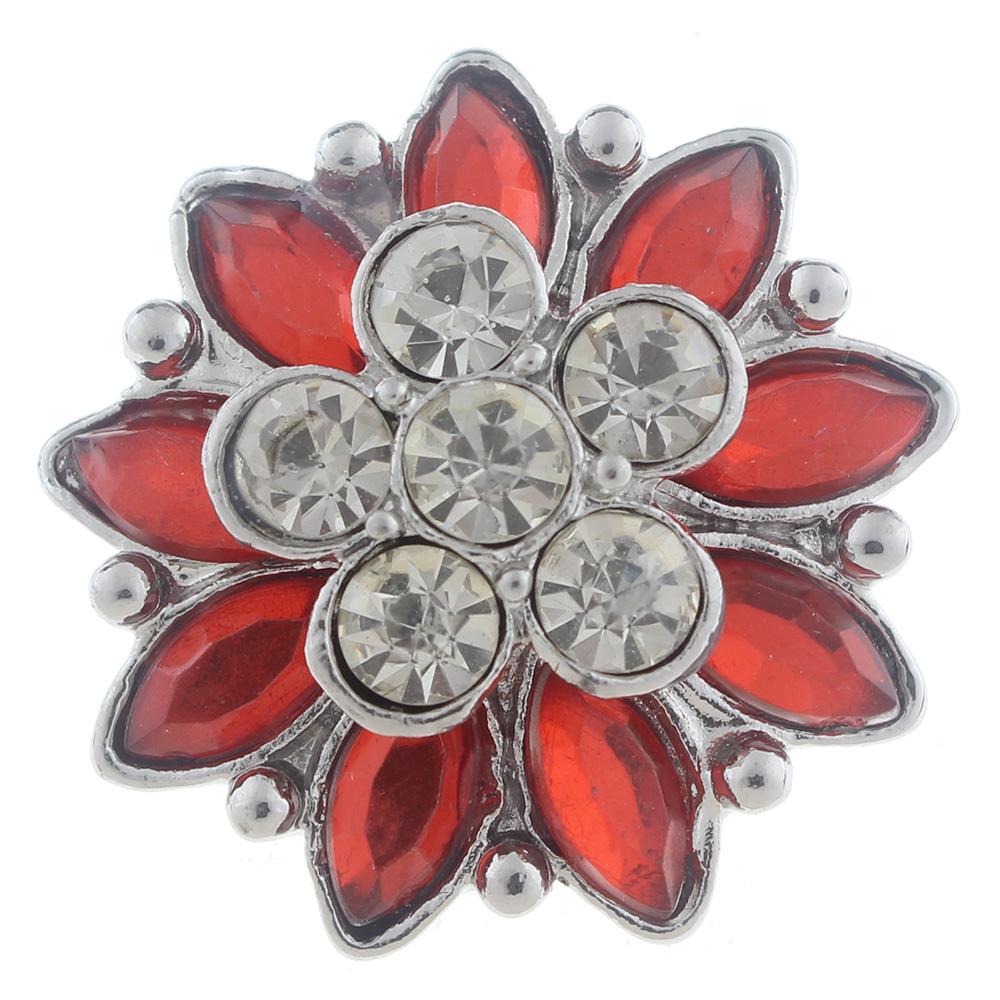 20mm Snap Button plated sliver with rhinestone