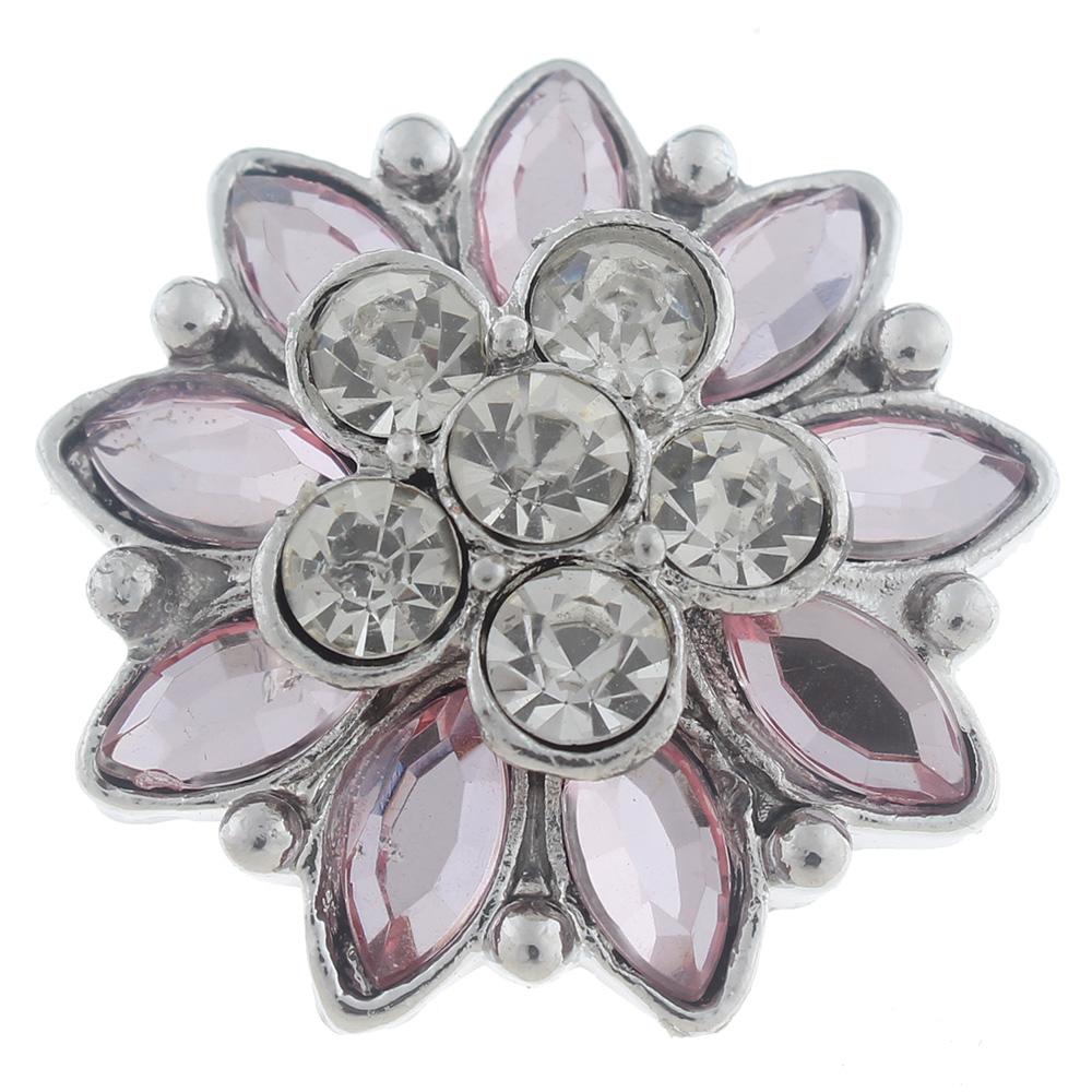 20mm Snap Button plated sliver with rhinestone