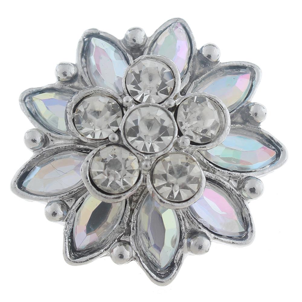 20mm Snap Button plated sliver with rhinestone