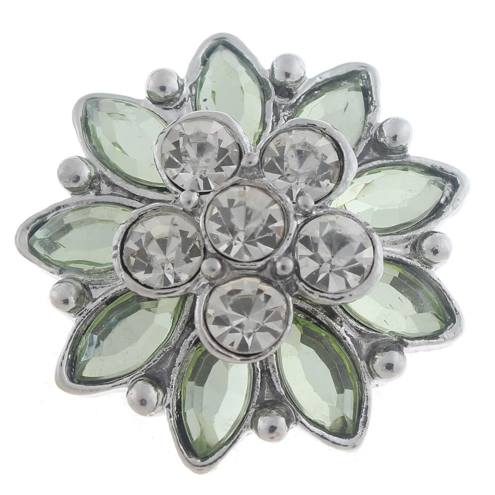 20mm Snap Button plated sliver with rhinestone