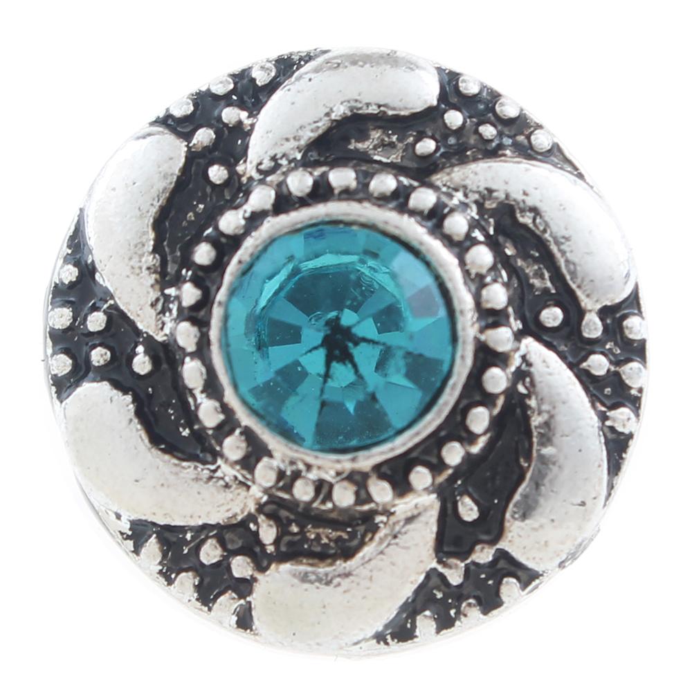 20mm Snap Button plated sliver with rhinestone