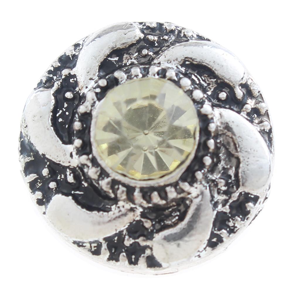 20mm Snap Button plated sliver with rhinestone